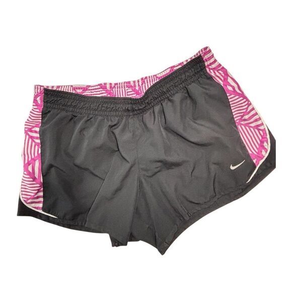 Nike | Women’s Black Dri-Fit Lined Athletic Running Shorts Pink White Size L - Picture 1 of 15